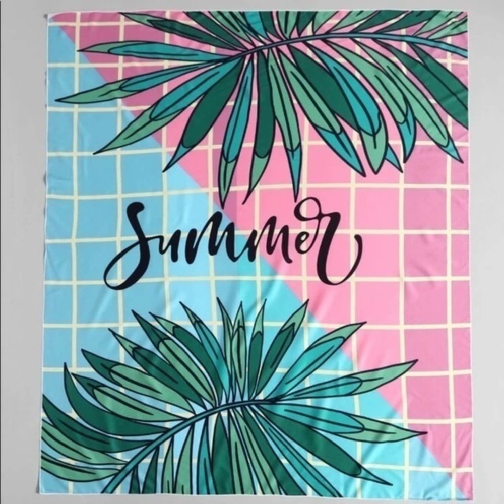 Summer Plaid Lightweight Beach Blanket Throw Tapestry NEW - Picture 2 of 6